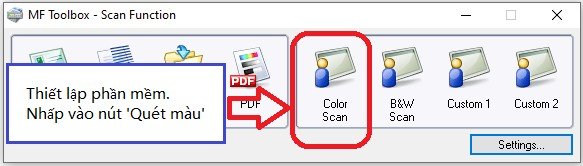 Thiết lập phần mềm Tool Box Canon để quét tài liệu màu