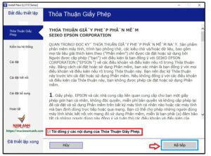Thỏa thuận giấy phép phần mềm khi cài driver Epson L3110