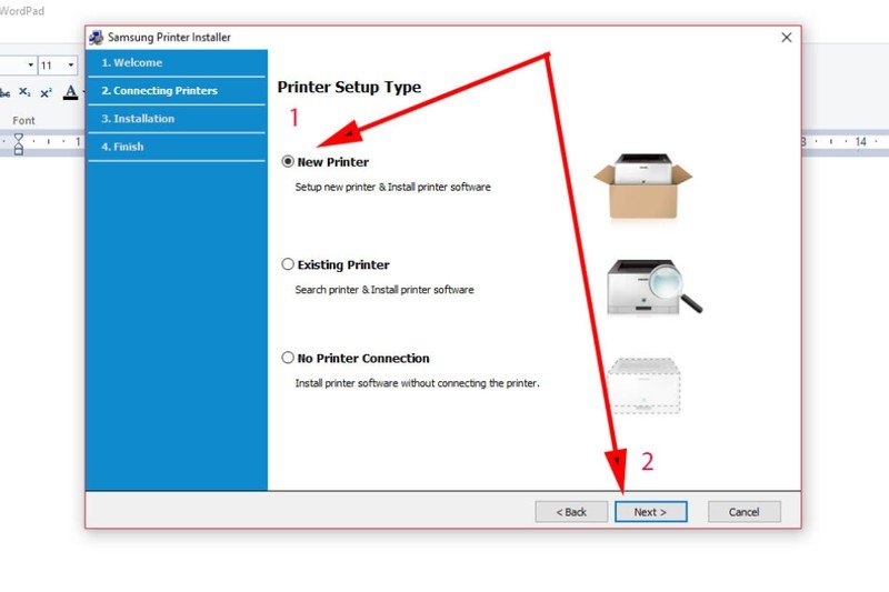 Chọn New printer để cài đặt máy in Samsung ML 1640 mới
