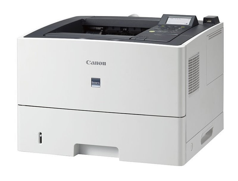 Máy in Canon với tài liệu đang được in, minh họa quản lý lịch sử in