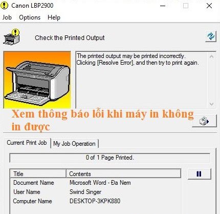 Khắc phục lỗi không kết nối được máy in Canon 2900
