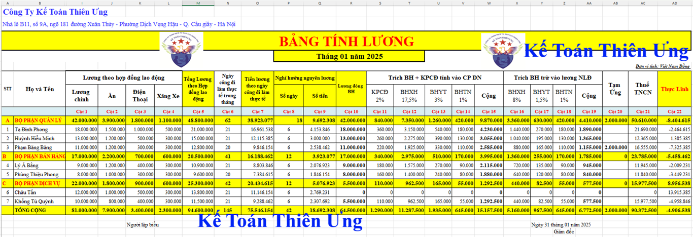 Cách In Bảng Lương Trên Excel Chuẩn Đẹp Và Chính Xác