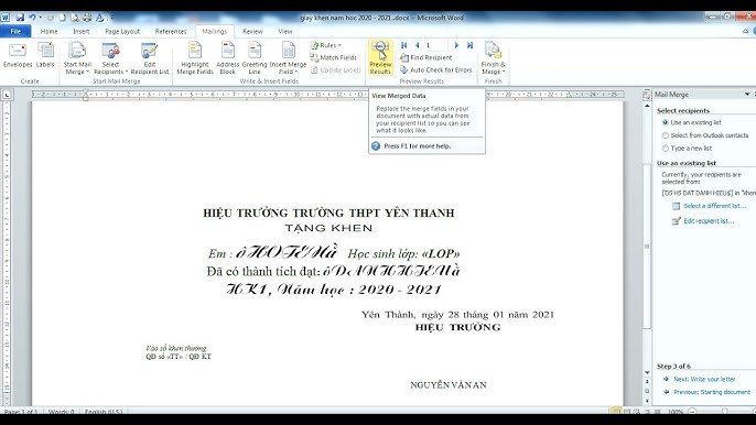 Cách In Giấy Khen Trong Word 2010 Thành Công