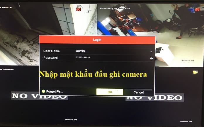 Cửa sổ đăng nhập để xem lại camera giám sát Hikvision trên tivi