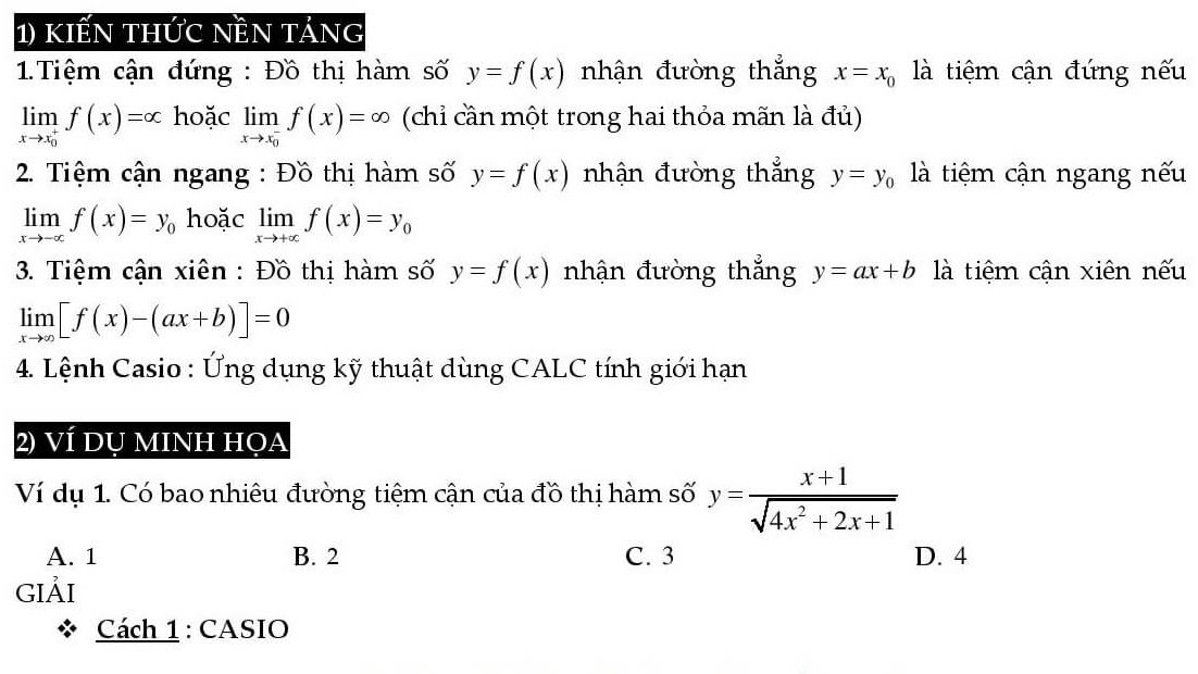 Bấm máy tính tìm tiệm cận