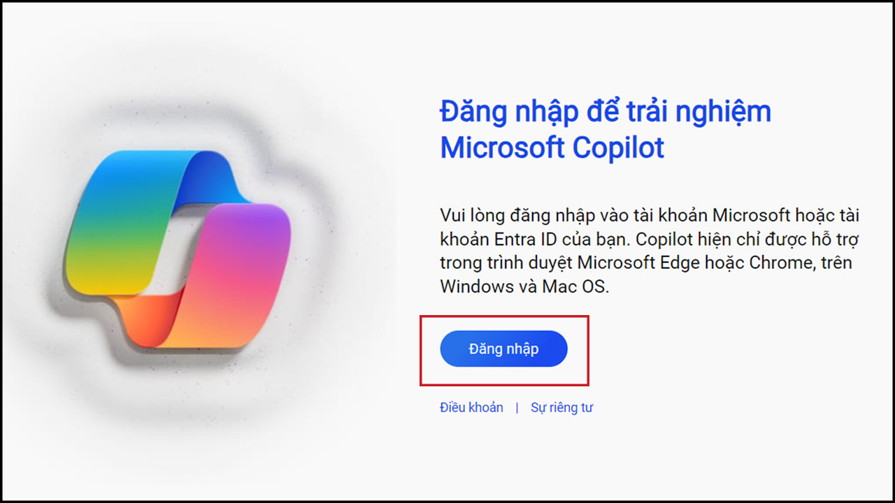 Trang chủ Microsoft Copilot với tùy chọn đăng nhập