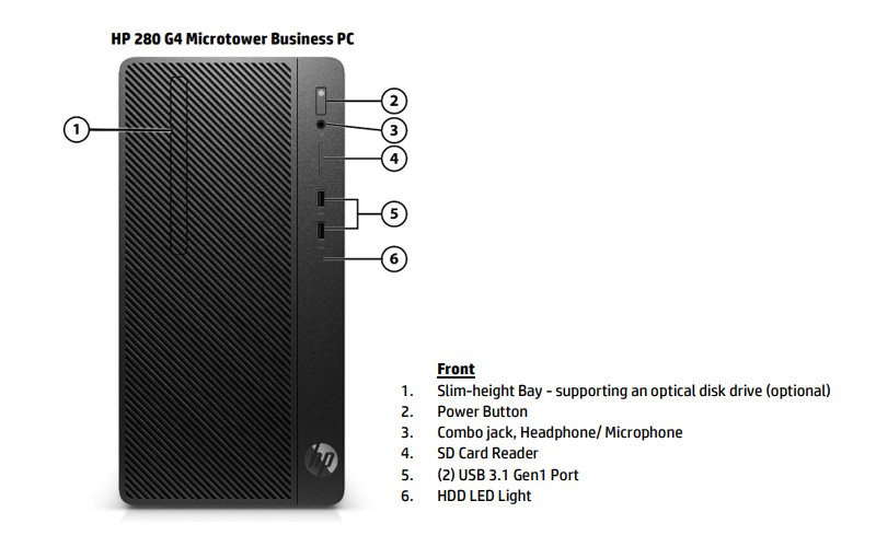 Cổng kết nối đa dạng trên máy tính để bàn HP 280 G4 microtower