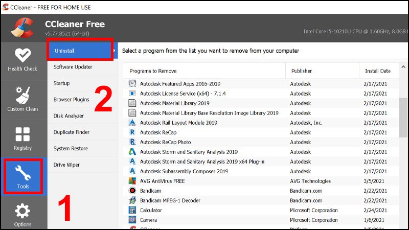 Sử dụng CCleaner để gỡ Skype