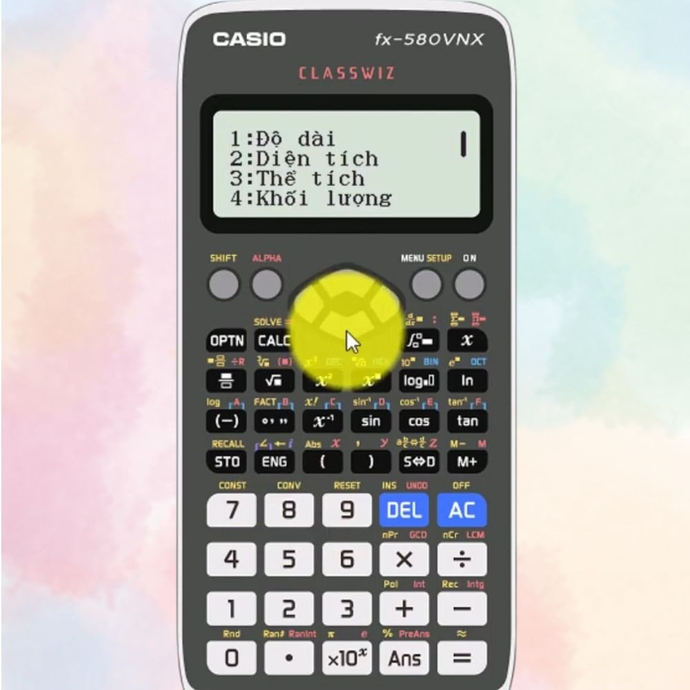 Danh sách các loại đơn vị có thể đổi trên máy tính Casio 580
