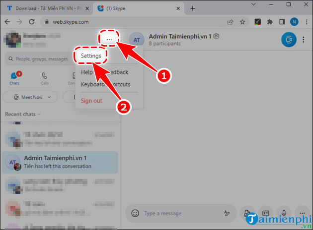 Cài đặt Skype Web - Tổng quan Truy cập cài đặt để quản lý tài khoản Skype Online