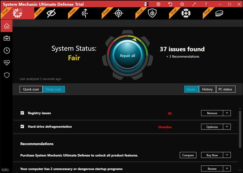 IOLO System Mechanic tối ưu hiệu suất và bảo mật máy tính