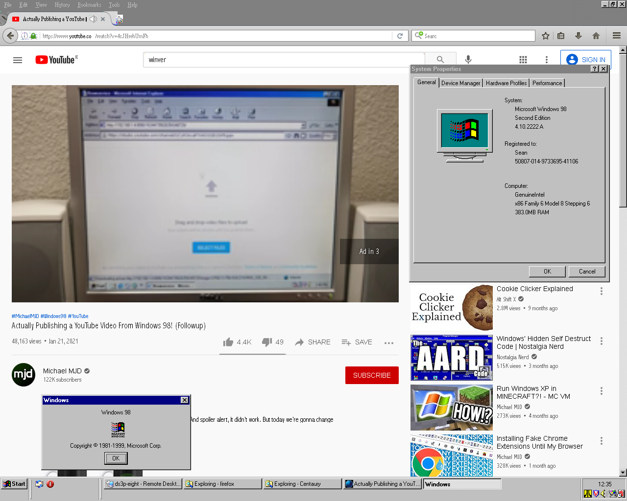 Hệ điều hành Windows 98 lỗi thời