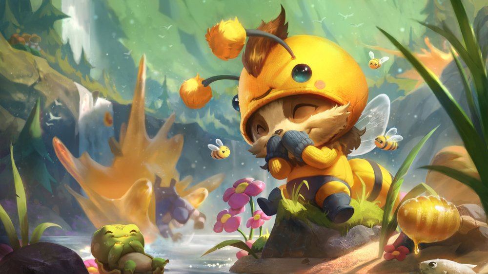 Hình nền máy tính 4K LoL với nhóm tướng Cảnh vệ Tinh tú, màu sắc tươi sáng và phong cách anime độc đáo, mang đến vẻ đẹp khác biệt cho desktop.