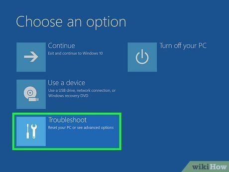 Màn hình Troubleshoot của Windows