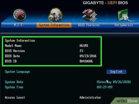 Giao diện UEFI/BIOS hiển thị phiên bản