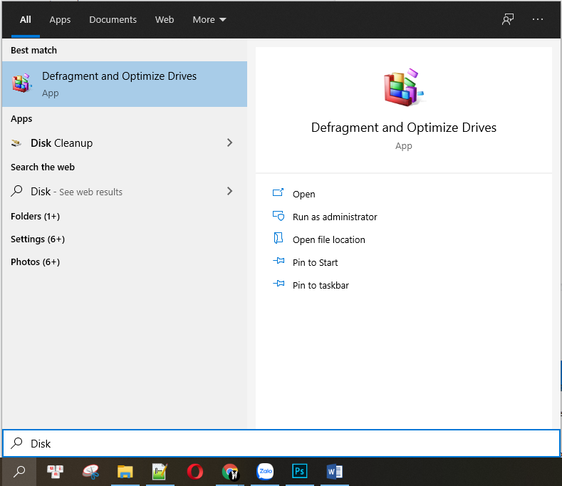 Tìm công cụ chống phân mảnh ổ đĩa