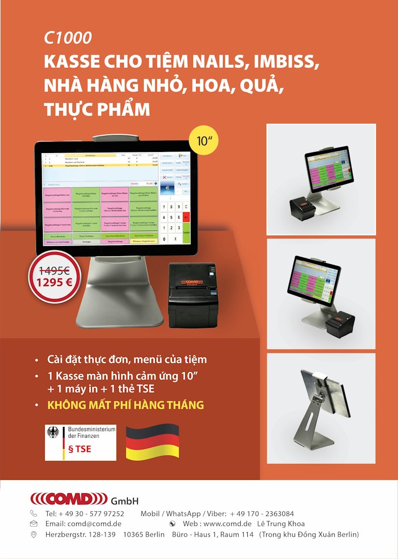 Máy tính tiền màn hình cảm ứng 10 inch C1000 với máy in