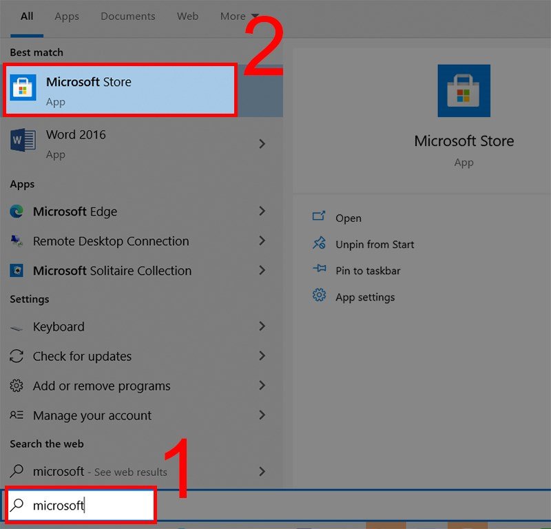 Mở Microsoft Store trên máy tính