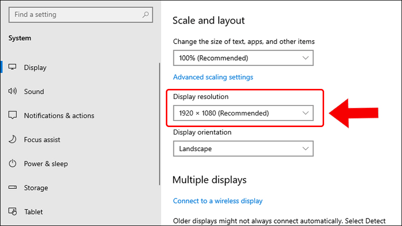 Chọn độ phân giải màn hình