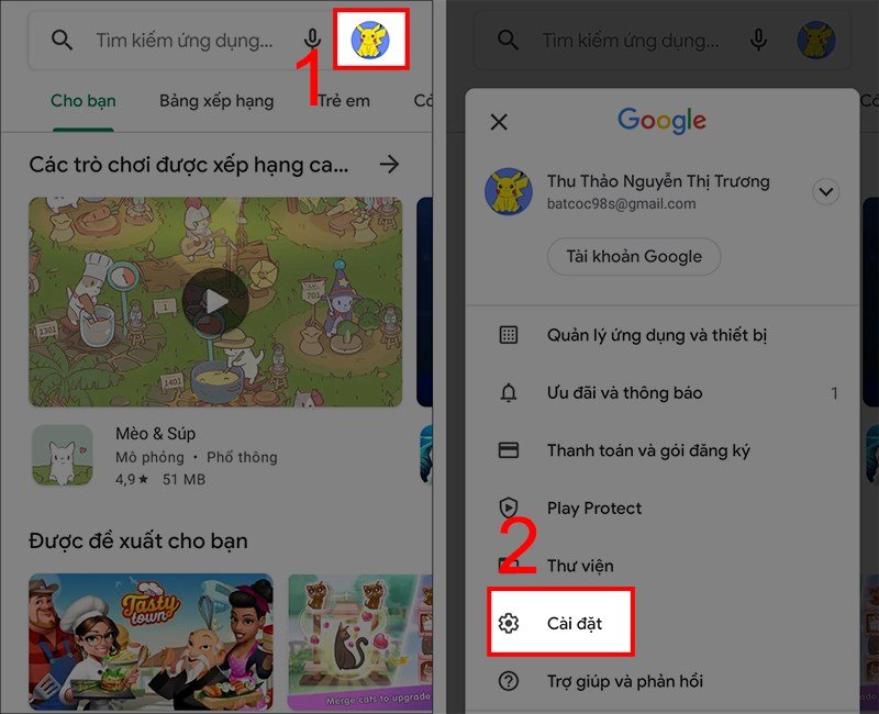 Vào Cài đặt Google Play để tắt tự động cập nhật ứng dụng trên Android