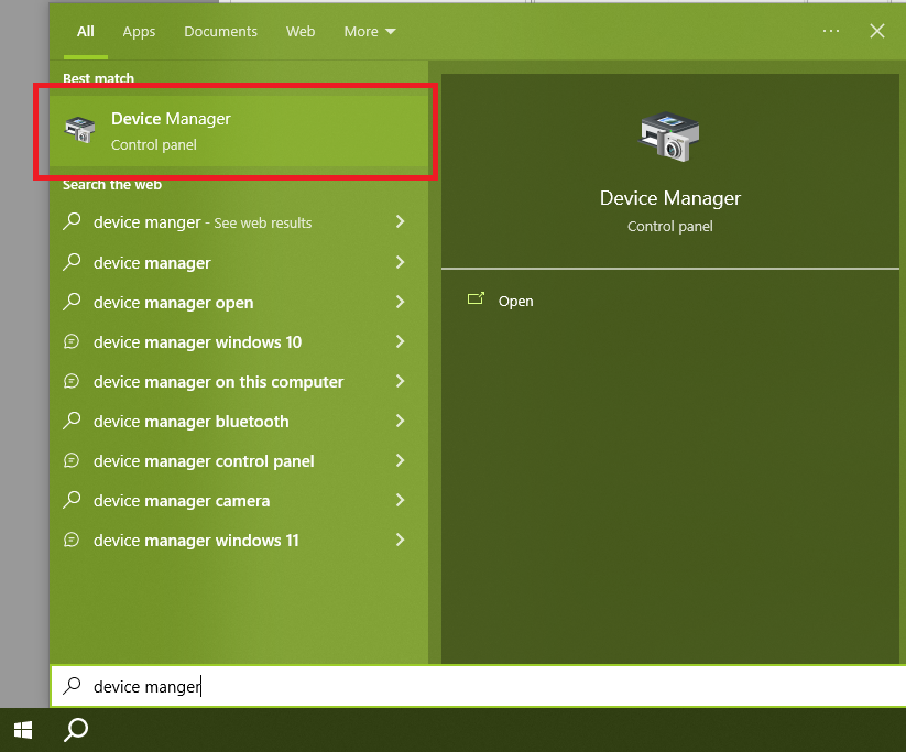 Tìm kiếm Device Manager để kiểm tra card đồ họa