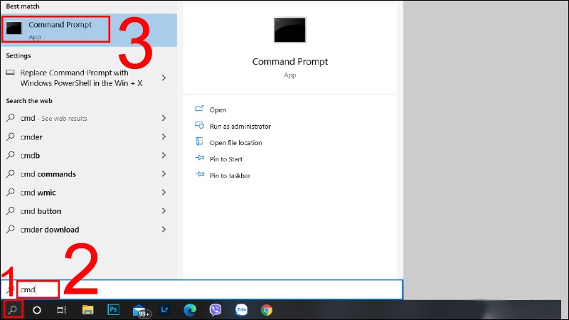 Tìm kiếm Command Prompt để khóa màn hình máy tính