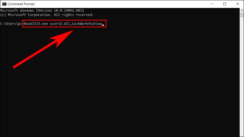 Nhập lệnh khóa màn hình máy tính nhanh qua Command Prompt