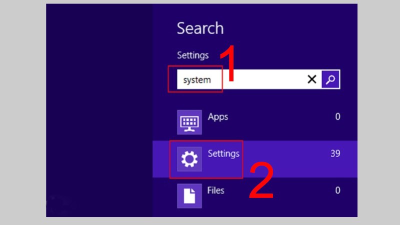 Tìm kiếm cài đặt hệ thống để khóa màn hình máy tính Windows 8