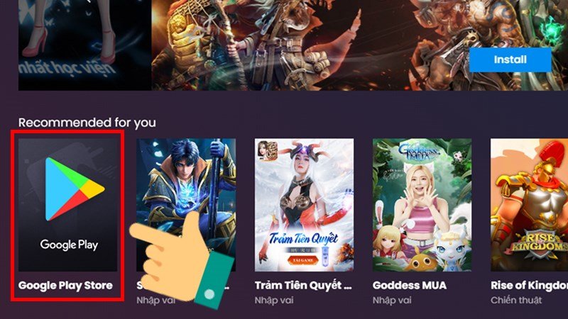 Giao diện chính của Google Play Store trong Bluestacks