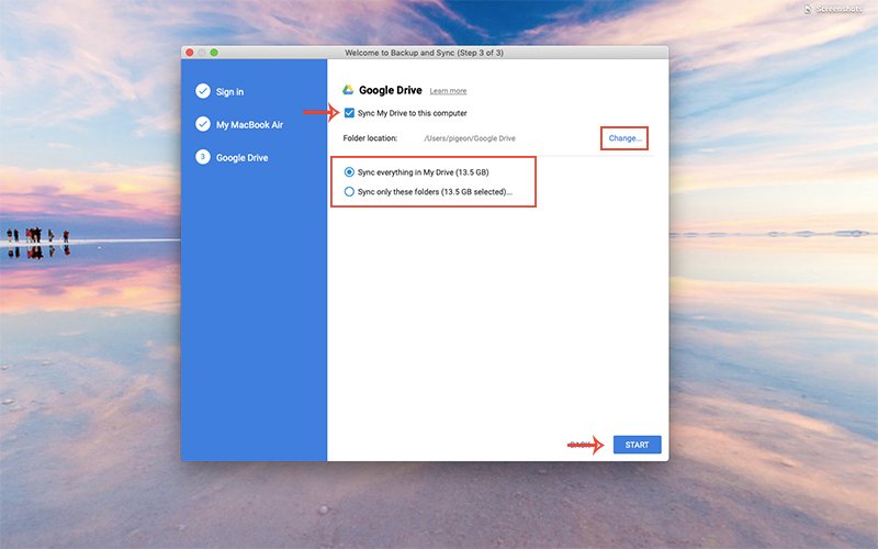 Thiết lập đồng bộ từ Google Drive về máy tính