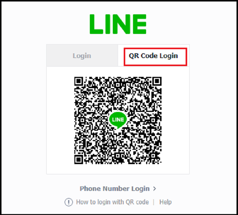 Chọn QR Code Login để đăng nhập Line trên máy tính
