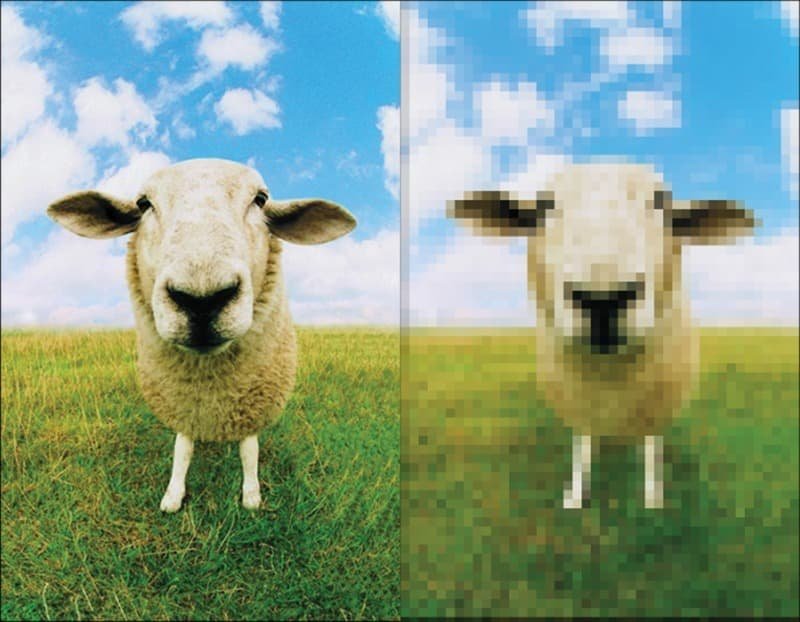 Minh họa hiện tượng vỡ hình do PPI thấp, thường gặp trên tivi và màn hình máy tính