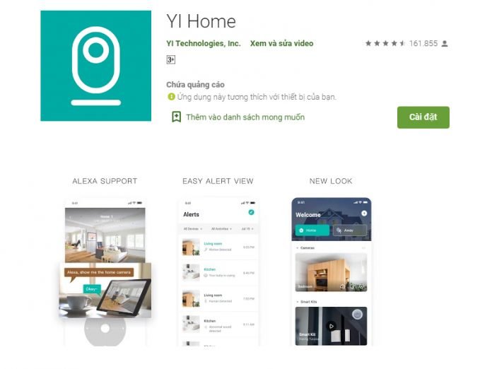 Giao diện phần mềm Yi Home trên máy tính sau khi cài đặt thành công