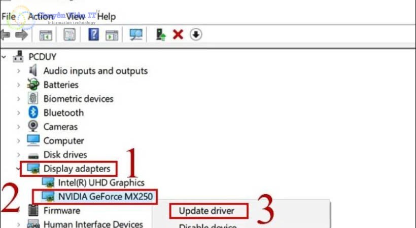 Cập nhật Driver card đồ họa NVIDIA để sửa lỗi màn hình máy tính bị đốm trắng.