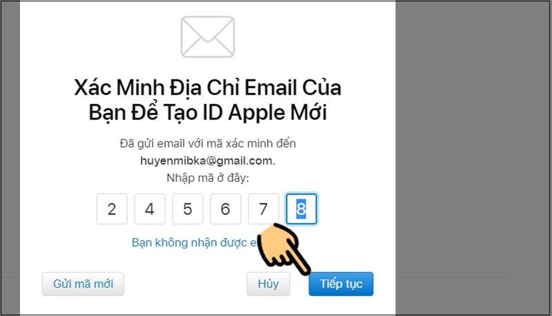 Hoàn tất tạo tài khoản iCloud trên máy tính bằng mã xác minh