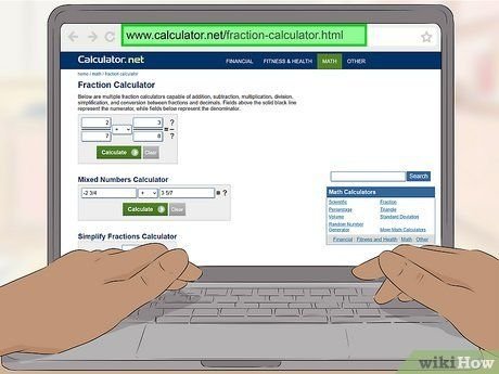 Giao diện máy tính phân số trực tuyến trên Calculator.net