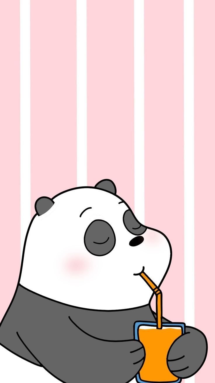 Hình nền We Bare Bears uống nước ngọt, dễ thương