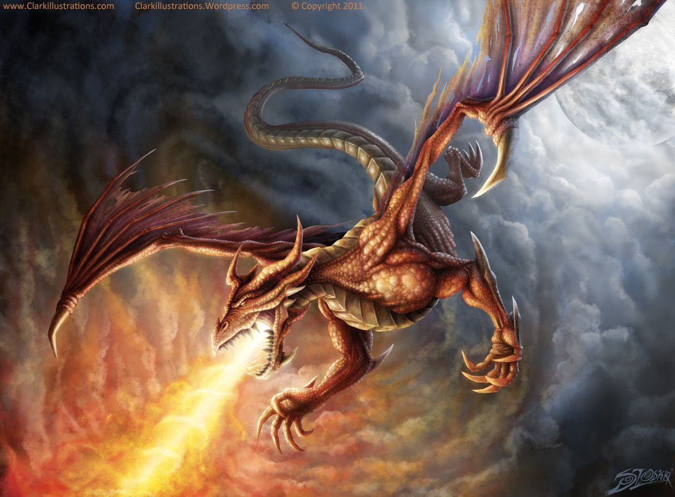 Hình nền rồng phun lửa 3D sắc nét cho máy tính