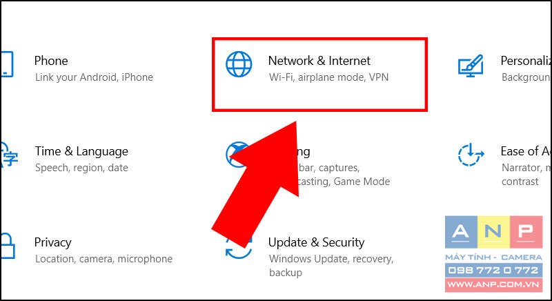 Chọn Network & Internet