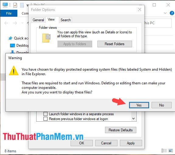 Xác nhận hiển thị tập tin hệ thống