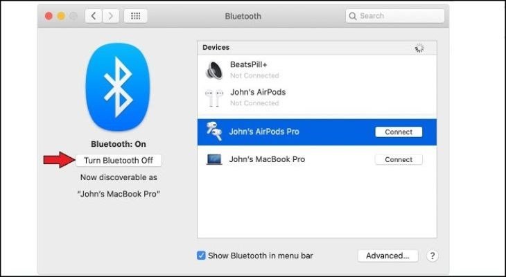 Bật Bluetooth trên MacBook để kết nối