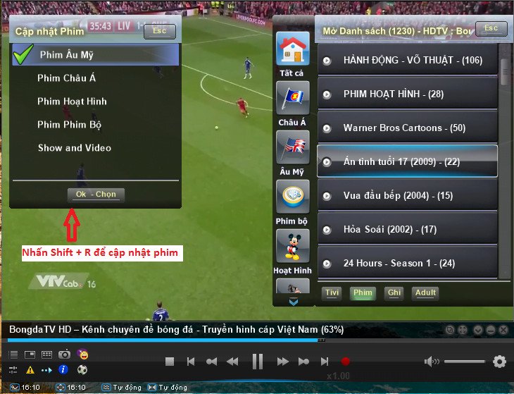 Bổ sung danh sách phim trong phần mềm xem tivi trên máy tính mạng FPT