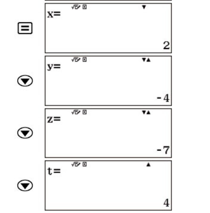 Hiển thị nghiệm x, y, z, t của hệ phương trình 4 ẩn trên Casio FX 580VNX