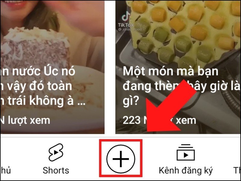 Bước chọn biểu tượng tạo nội dung trên YouTube