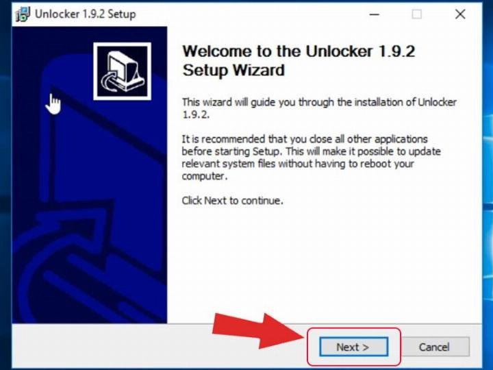 Bước tiếp theo trong quá trình cài đặt Unlocker