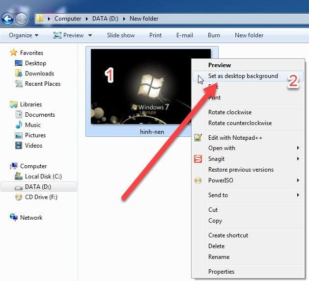 Cách cài đặt hình nền máy tính từ một file ảnh trên Windows 7