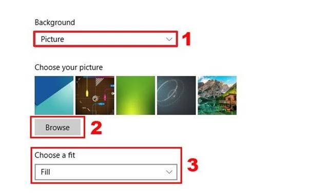 Cài đặt hình nền máy tính Windows 10 bằng Personalize - Picture