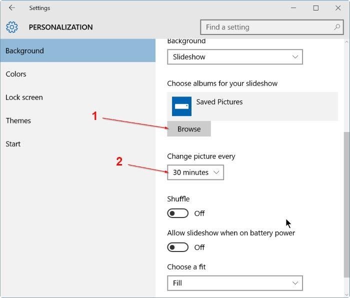 Cài đặt hình nền máy tính Windows 10 bằng Personalize - Slideshow