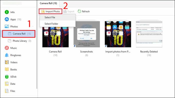 Nhập Ảnh vào Camera Roll qua 3uTools