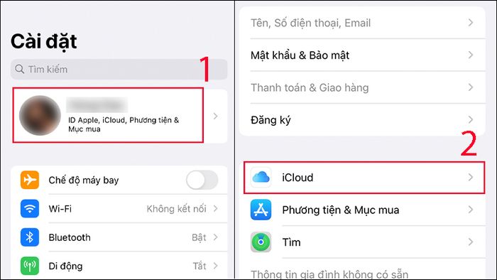 Truy cập iCloud trong Cài đặt iPad
